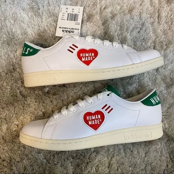 Pharrell Human Made X Adidas Stan Smith White Sneakers Red Heart NWT SZ Men 7 - Picture 16 of 16